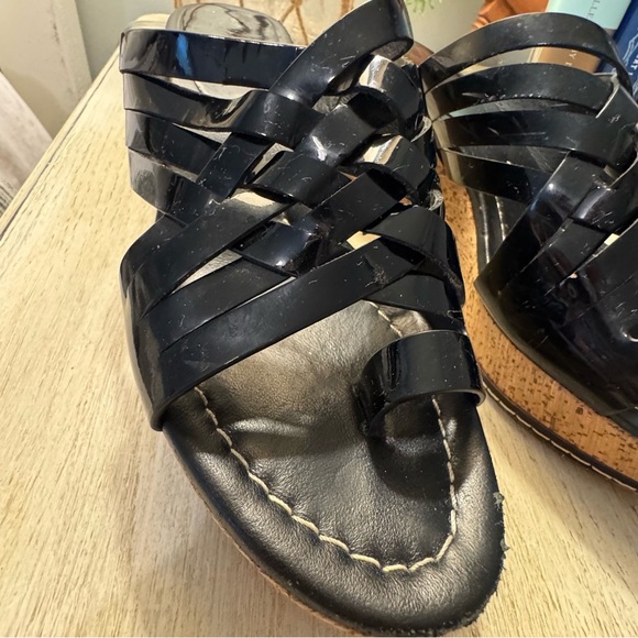 Donald J. Pliner Black Wedge Cork Sandals - Picture 3 of 8